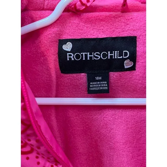 Rothschild Jacket Baby Girls Sz 18 Months Kids Puffer Coat Winter Fall Pink Hood